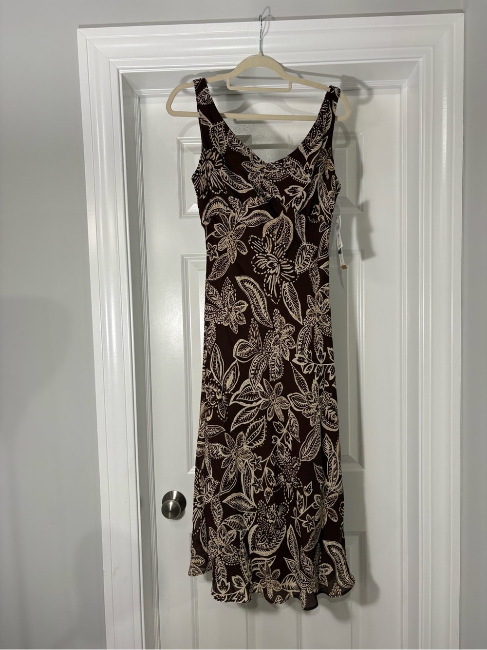 Danny & Nicole Brown Midi Dress with Cream Floral Print